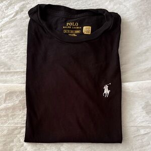 Polo by Ralph Lauren Black Crew Neck Tee with White Polo Player Logo